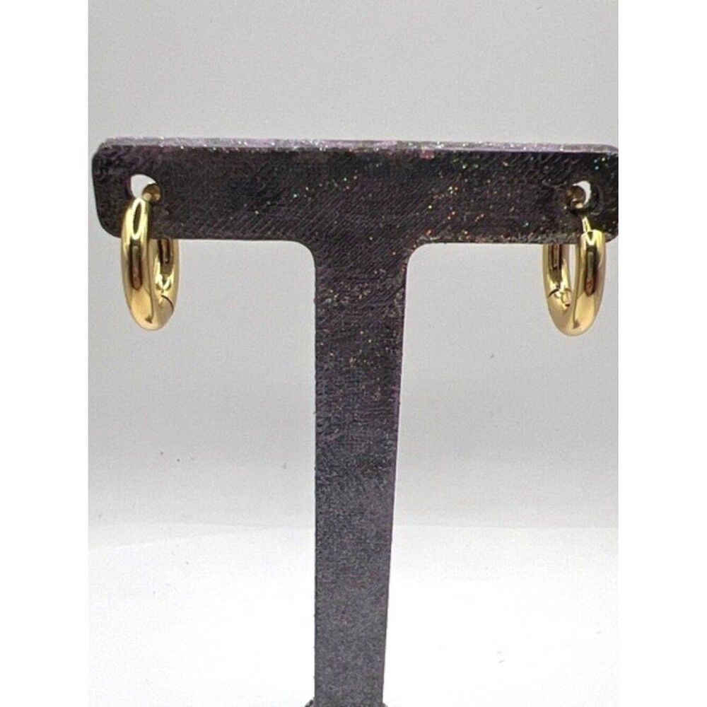Classic Gold-Tone Over Stainless Steel Hoop Huggie Earrings - Women Jewelry